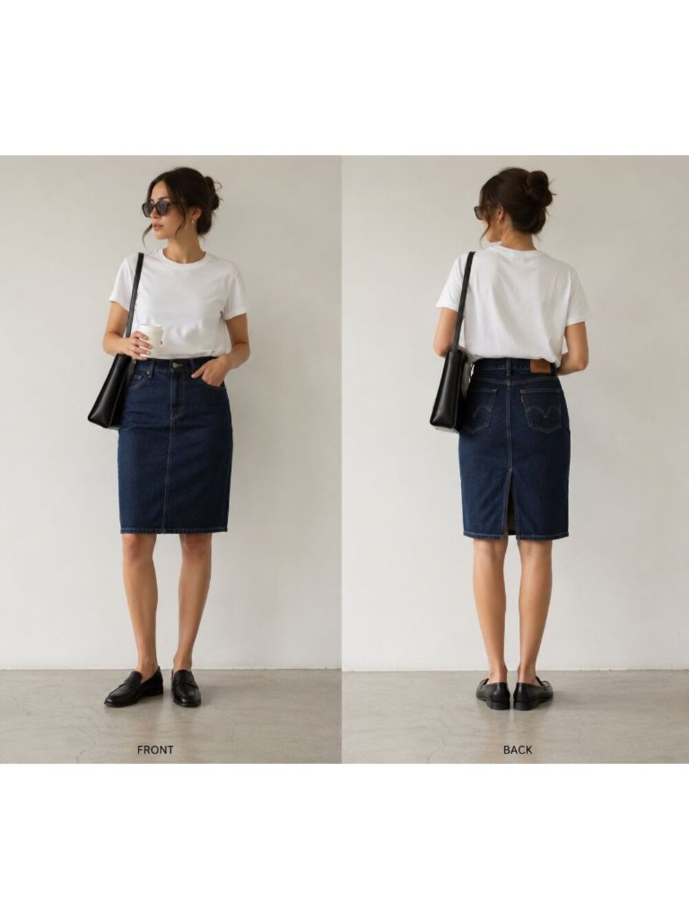 Vtg Y2K Levi's Dark Wash‎ Stretch Denim Pencil Skirt Normcore Americana Size 12